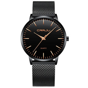 Relógio Masculino Casual Ultra Fino De Luxo Preto E Dourado - Kalon Joias