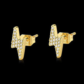 Brinco Piercing de Raio Cravejado com Zircônias Banhado a Ouro 18k