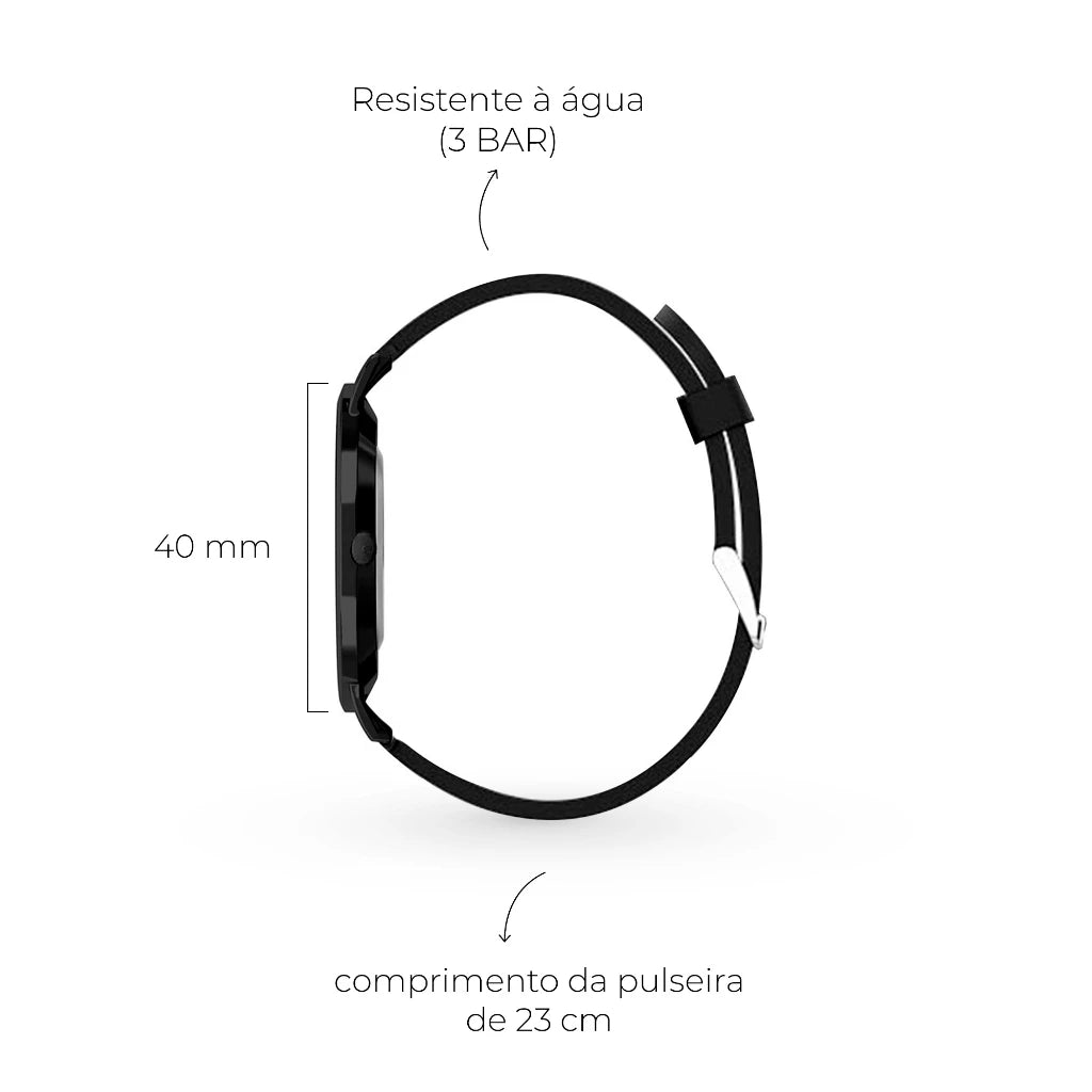 Relógio Masculino Preto Ultra Fino Minimalista - Kalon Joias